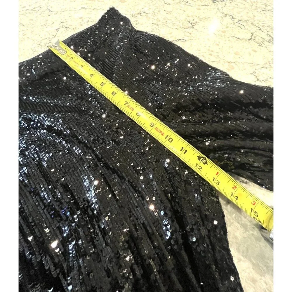 Womens Express Black Sequin Ankle Pants Small Evening Elegant Party Wedding Date - Picture 6 of 10